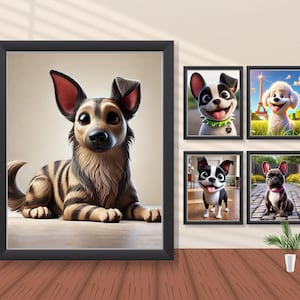 Custom Cartoon Pet Portrait, Personalized Cartoon Pet Portrait, Wall Art for Pet Lovers Gift, Dog Cartoon Portrait Cat, Digital Downloads