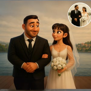 Custom Pixar-Style Cartoon Portrait, Personalized Couples Digital Art from Photo, Unique Gift for Him Her, Anniversary or Valentine Gift