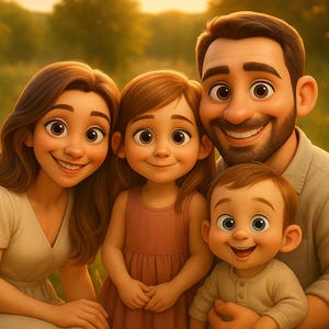 Custom 3D Pixar Style Portrait from Photo, Personalized Cartoon Character Art, Digital Pixar Drawing, Birthday Gift Couple or Family Cartoon