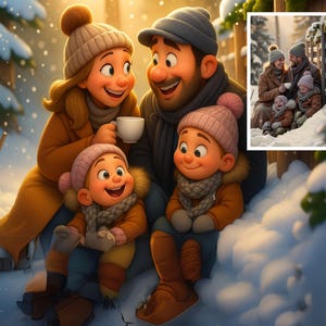 Custom 3D Pixar Style Portrait from Photo, Personalized Cartoon Character Art, Digital Pixar Drawing, Birthday Gift Couple or Family Cartoon