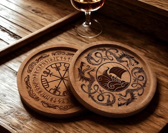 Viking Vegvisir Design for Round Coasters, Board SVG CDR AI file for Laser Cut