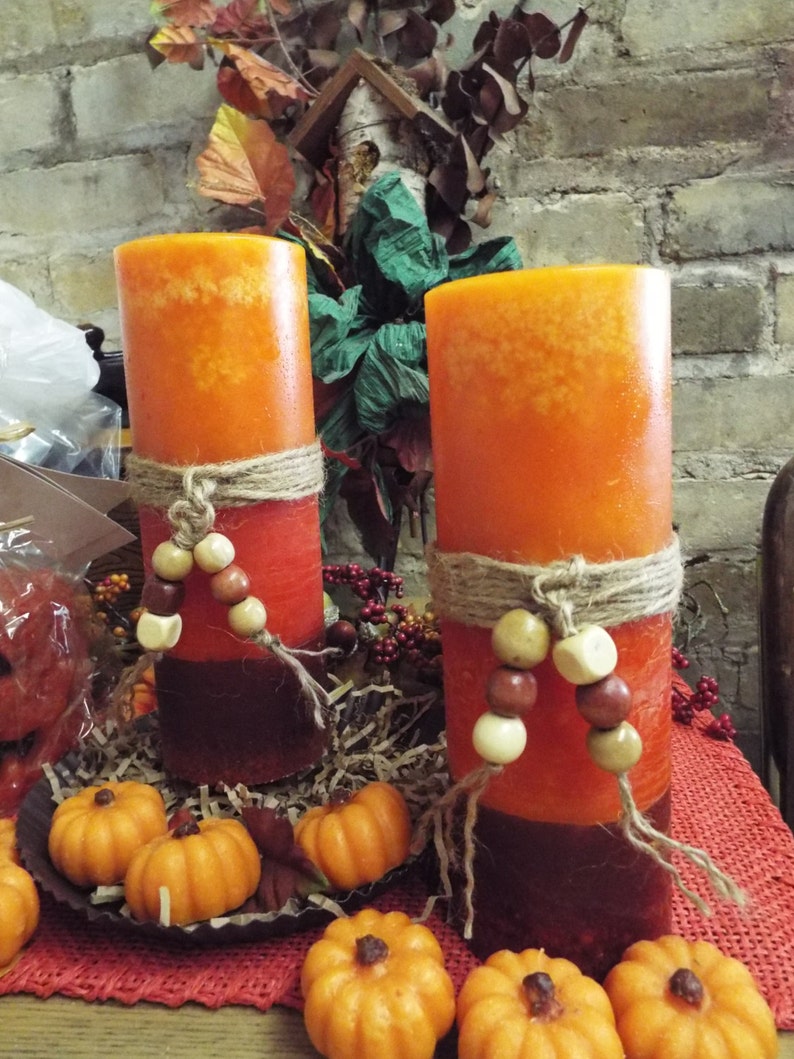 PILLAR CANDLE FALL Triple Layer 3x9 Pillar Etsy