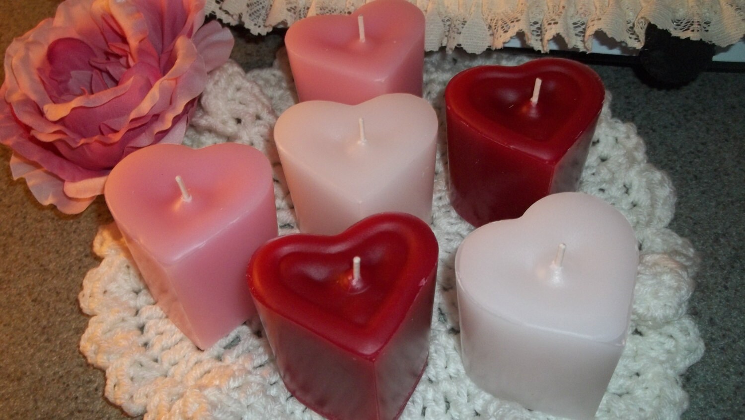 Valentine Candles Floating Heart Candles in Pink Red and White 