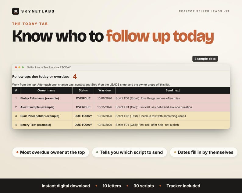 Expired Listing Letter & FSBO Letter Templates, Realtor Seller Lead Scripts + Prospect Tracker (Digital Download) image 4