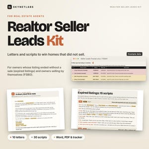 Expired Listing Letter & FSBO Letter Templates, Realtor Seller Lead Scripts + Prospect Tracker (Digital Download) image 1