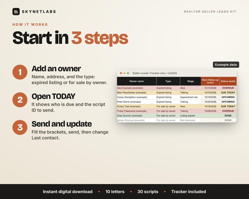 Expired Listing Letter & FSBO Letter Templates, Realtor Seller Lead Scripts + Prospect Tracker (Digital Download) image 6