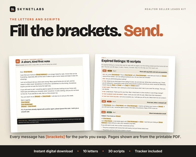 Expired Listing Letter & FSBO Letter Templates, Realtor Seller Lead Scripts + Prospect Tracker (Digital Download) image 5