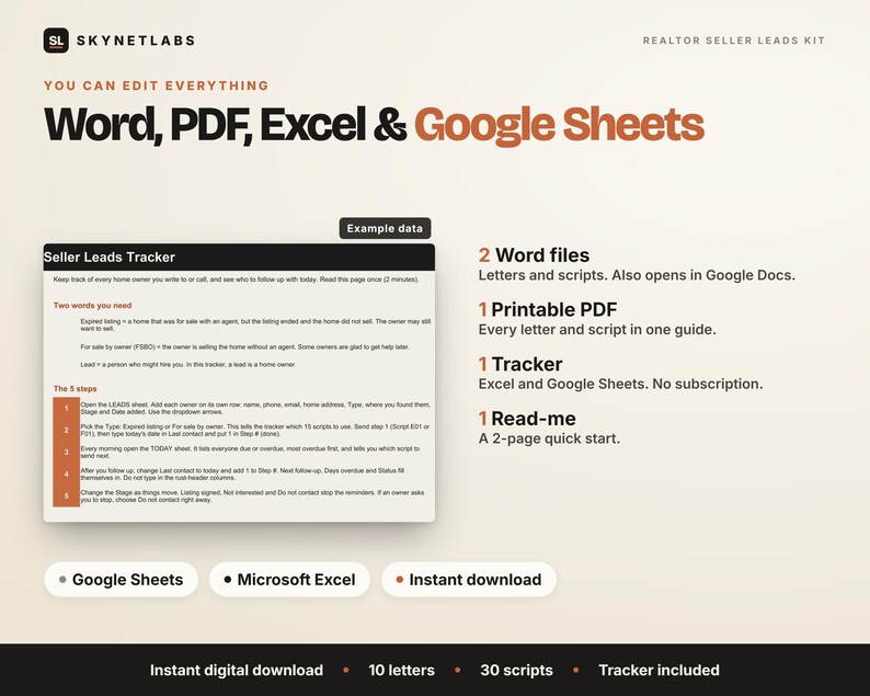 Expired Listing Letter & FSBO Letter Templates, Realtor Seller Lead Scripts + Prospect Tracker (Digital Download) image 7