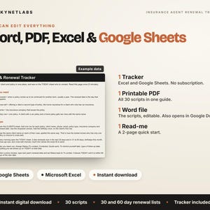 Insurance Agent Renewal Tracker + 30 Scripts (Excel, Google Sheets) image 7