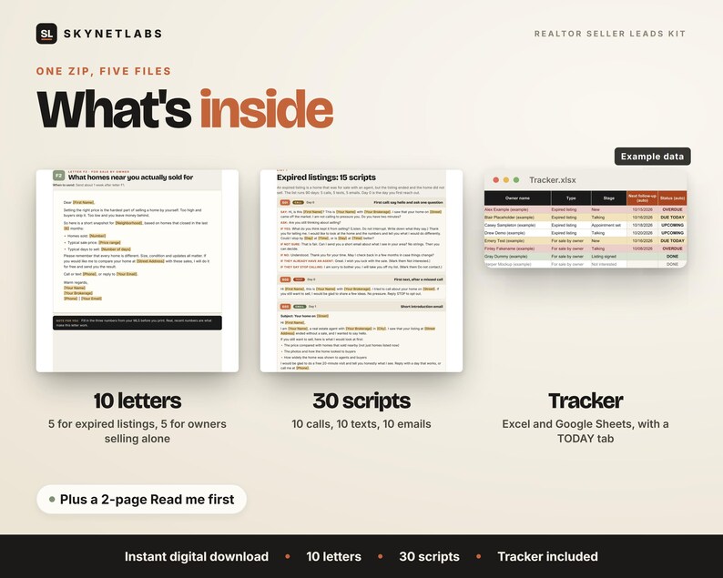 Expired Listing Letter & FSBO Letter Templates, Realtor Seller Lead Scripts + Prospect Tracker (Digital Download) image 2