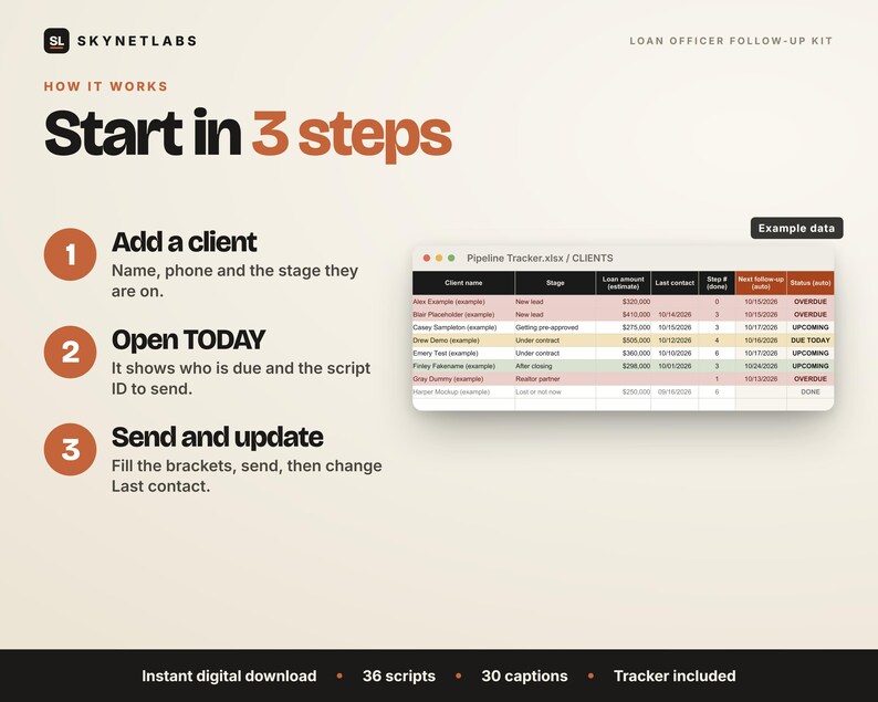 Loan Officer Follow-Up Kit: Scripts, Client Tracker, Social Captions (Digital Download) image 6