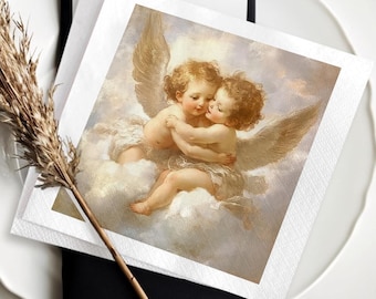 Angel Napkins, Vintage Cherub Table Decor, Romantic Party Napkins, Wedding Table Setting, Christmas Angel Napkins, Classic Art Tableware