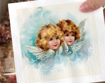 Vintage Angel Napkins, Cherub Party Napkins, Classic Art Table Decor, Wedding Tableware, Christmas Angel Napkins, Elegant Party Supplies