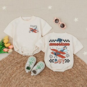 Newborn Outfit - Baby Bodysuit - Patriotic Baby Boy Bubble Romper - All America Boy Retro Baby Romper - 4th of July Bodysuit - Baby Clothes