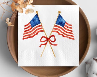 American Flag Napkins, Patriotic Party Decor, Fourth Of July Napkins, USA Party Supplies, Independence Day Table Decor, Summer Celebration