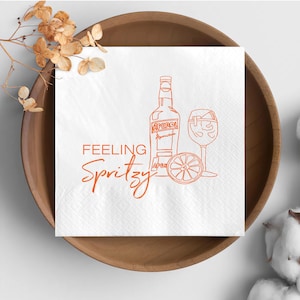 Feeling Spritzy Cocktail Napkins, Aperol Spritz Party Decor, Summer Cocktail Party Supplies,Bachelorette Party Napkins,Drink Bar Accessories