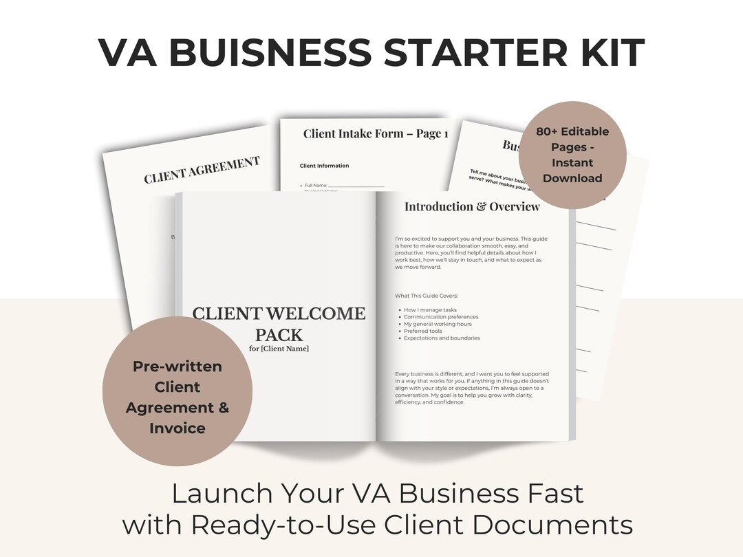 VA Business Starter Kit | Editable Canva Templates | Client Welcome ...