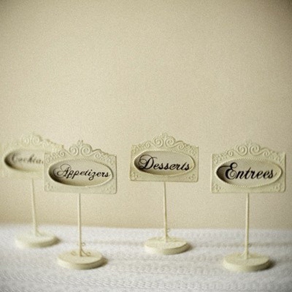 Vintage Ivory Lace Buffet Markers