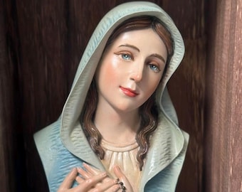 Handcrafted Virgin Mary Bust Statue, Hand-Painted Blessed Mother Figurine, Catholic Decor, 12cm