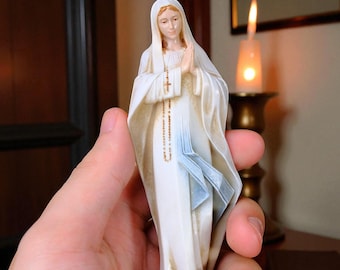 Hand-Painted Virgin Mary Statue (12cm) | Catholic Prayer Decor