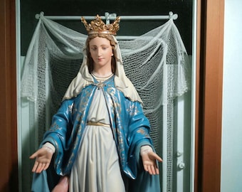 Estatua de Nuestra Señora de Gracia pintada a mano: Figura de la Virgen María, acabado antiguo, 40 cm