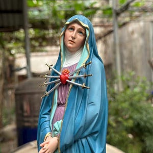 Estatua pintada a mano de Nuestra Señora de los Dolores, María y Jesús católicos, regalos religiosos, decoración cristiana para el hogar, arte católico, espacio de oración