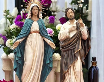 Estatua de Nuestra Señora de Gracia pintada a mano: Figura de la Virgen María de aspecto antiguo