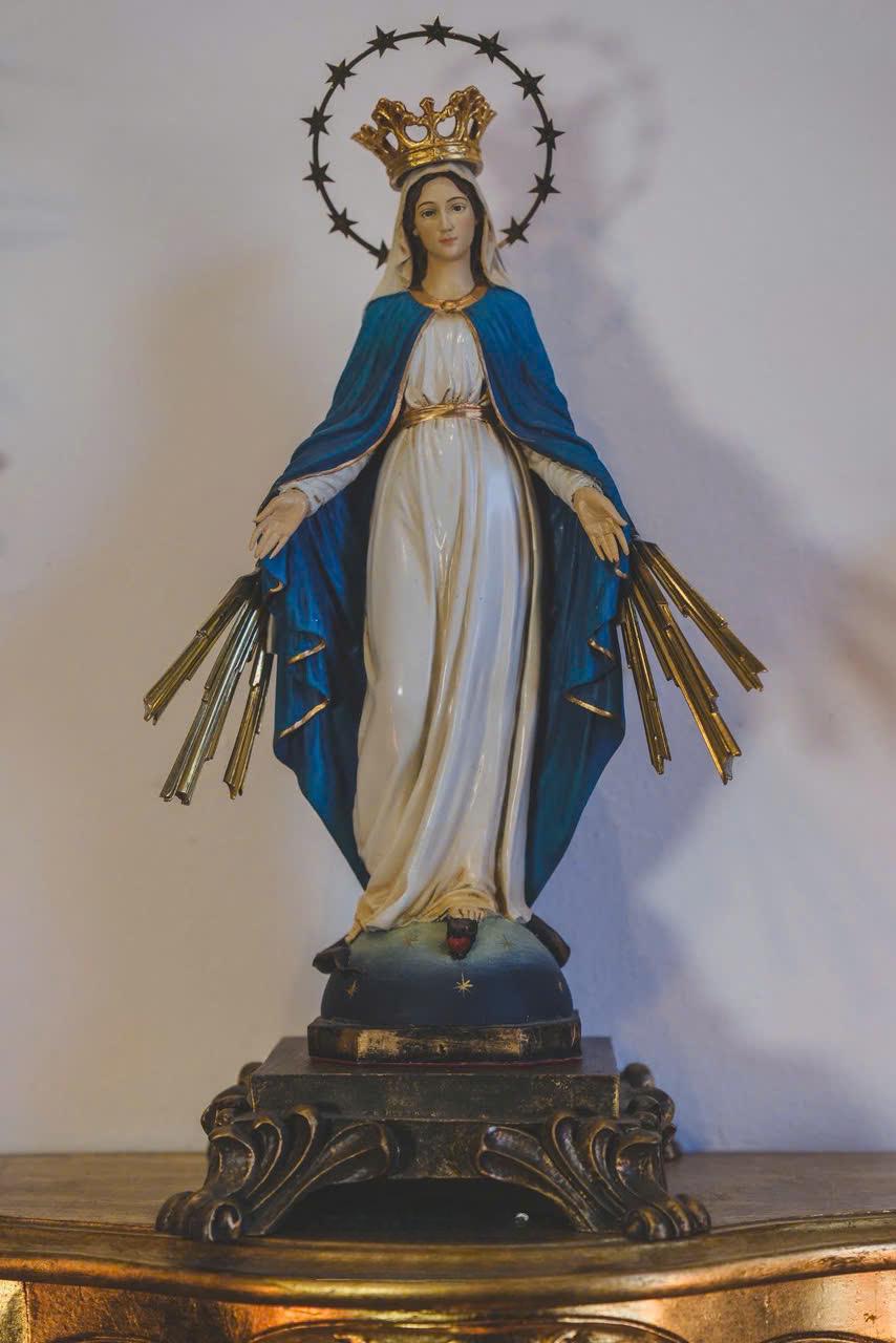 Our Lady of Grace Statue, 12 Stars Halo Real Gold Plated Bronze. Catholic Gift, Home Decor Items