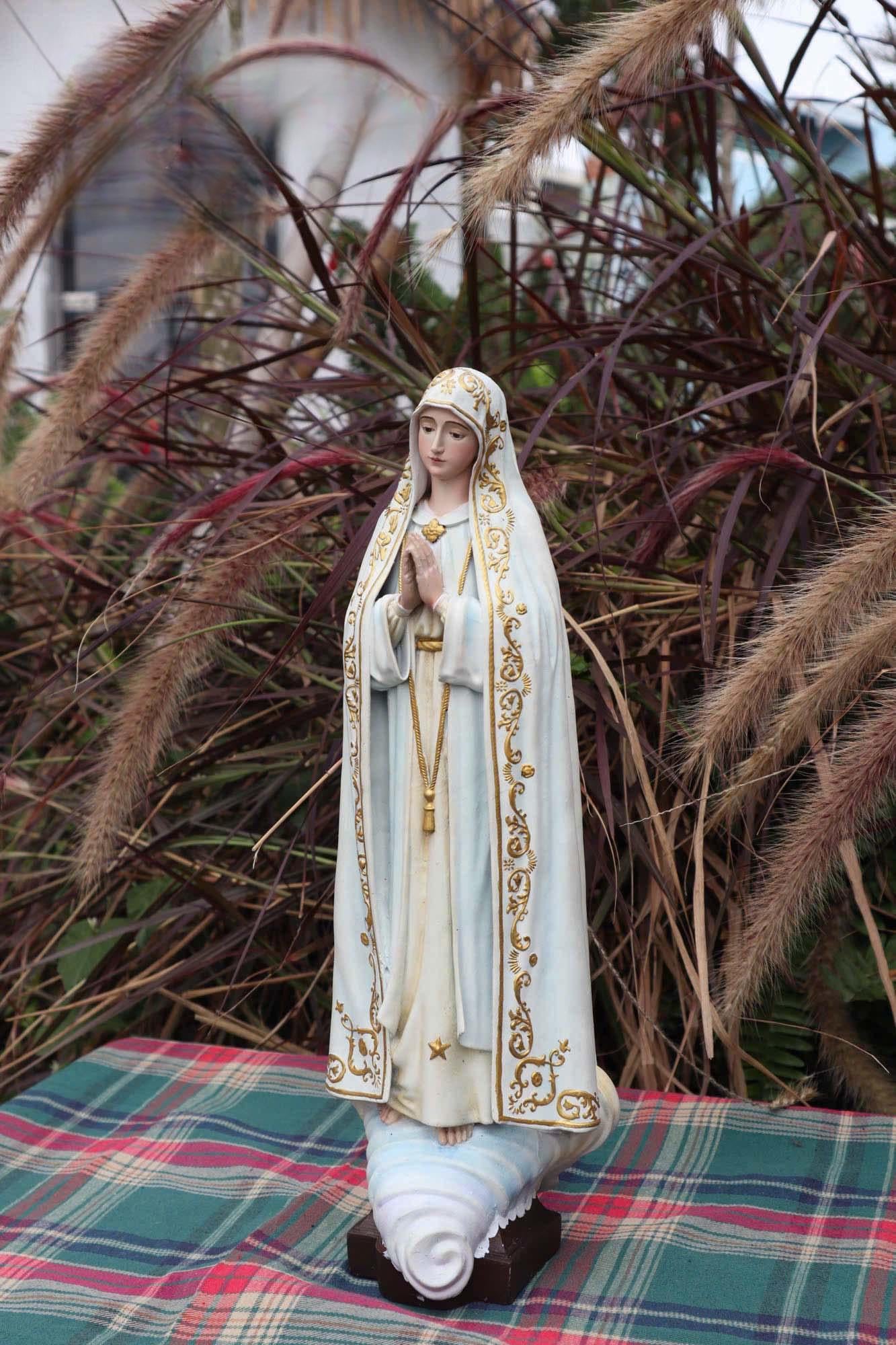 Our Lady of Fatima Handcrafted Statue, Catholic Gifts, Church Supplies, Premium Edition Prayer Corner Decoration Statue, Special