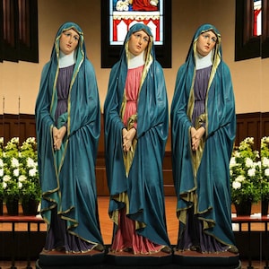 Handmade Our Lady of Sorrows Statue: Catholic Altar Decor, 30cm