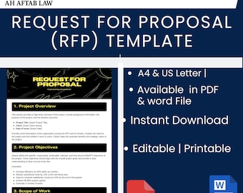 Bearbeitbare Anfrage für Angebotsvorlage: Professionelle RFP Word Doc