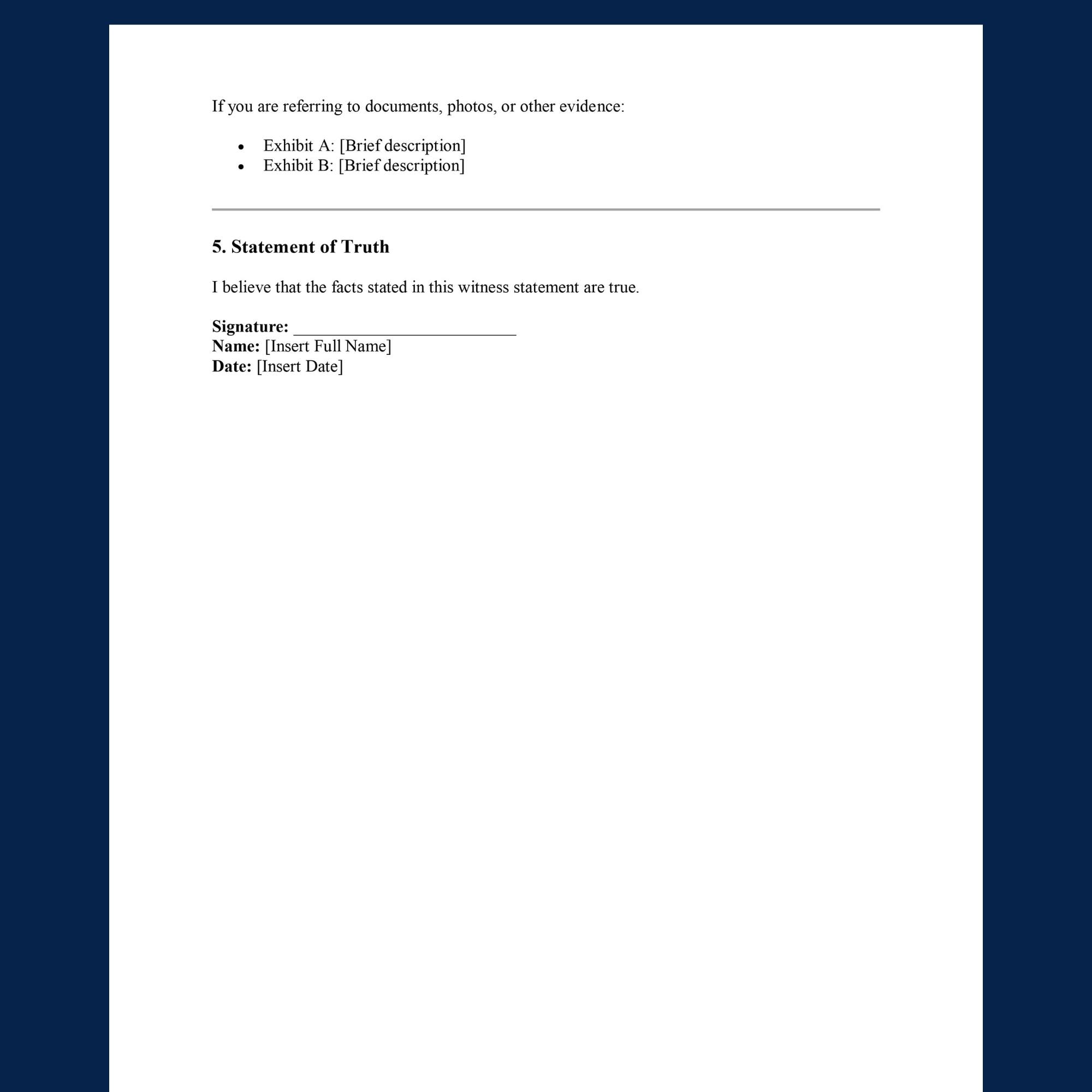 Witness Statement Editable Witness Statement Template | Legal Declaration Form | Editable Word ...