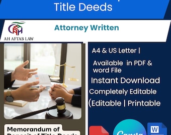 Memorandum of Deposit of Title Deeds Template: Property Loan Security (Word & PDF)