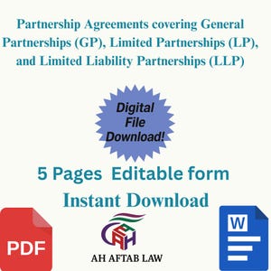 Partnership Agreement Template: General, Limited & LLP Legal Contract for Business Collaboration