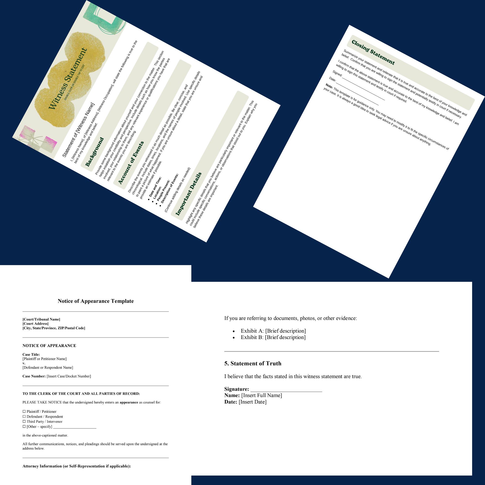 Witness Statement Editable Witness Statement Template | Legal Declaration Form | Editable Word ...
