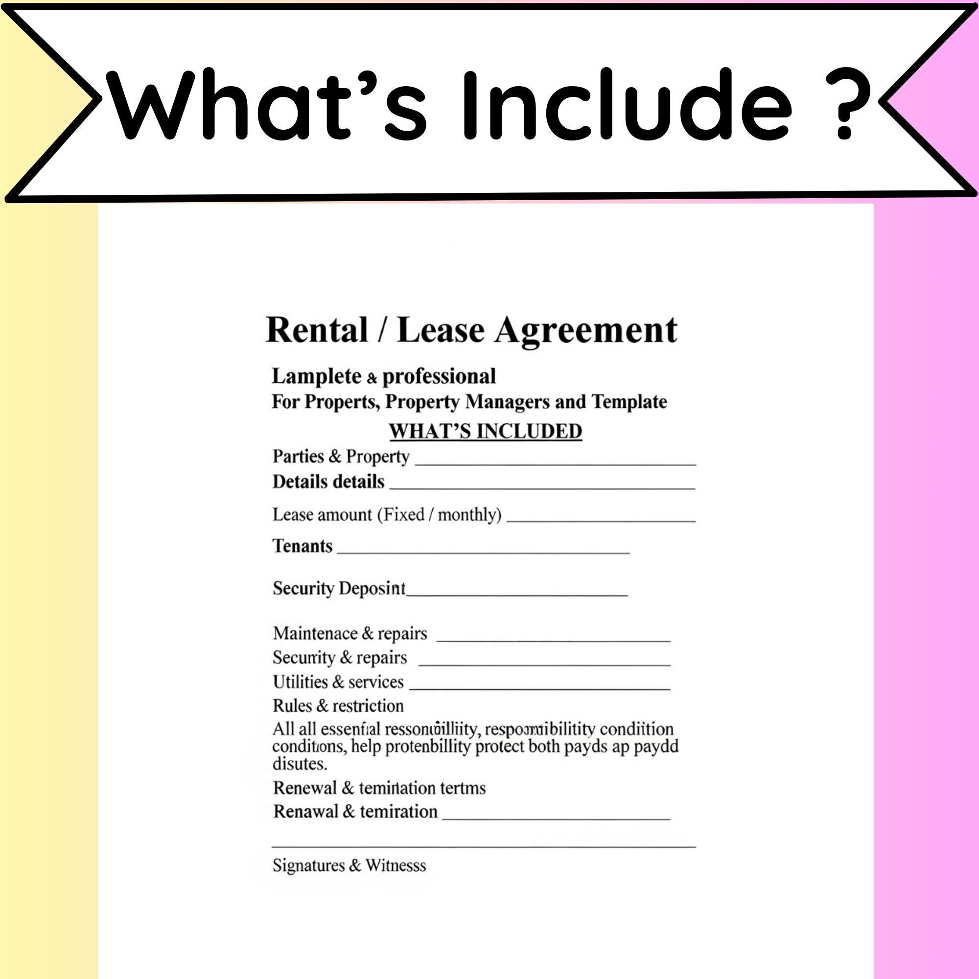 Rental Agreement Template: Printable Lease Contract for Landlords ...