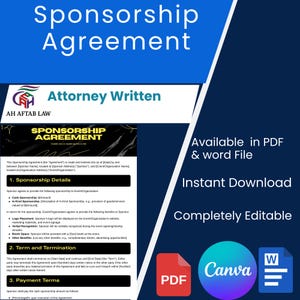 Sponsorovereenkomst voor non-profitevenement | Bewerkbare Word en invulbare pdf-sjabloon