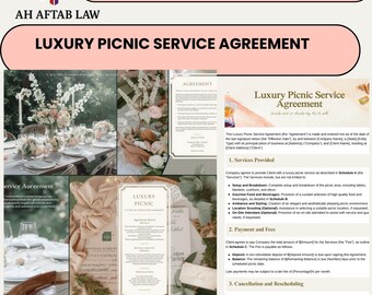 Luxury Picnic Service Agreement Template: Editable Canva Contract for Event Planning Business (Instant Download)