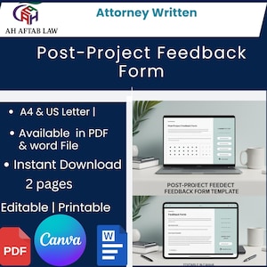Post-Project Feedback Form Template, Editable Canva Form, Freelance Client Survey, Instant Download