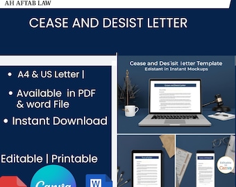 Cease Desist Letter Template Lawyer-Approved Legal Form Instant Download Canva Editable Document