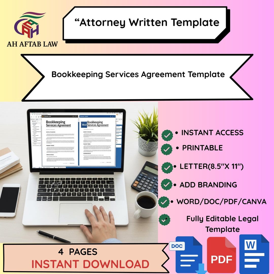 Bookkeeping Services Agreement Template - Editable PDF Word Contract ...