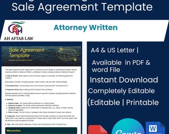 Agreement Template, Legal Binding Contract (PDF, Word, A4 & US Letter)