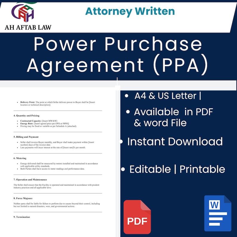 Power Purchase Agreement (PPA) Template: Renewable Energy Contract ...