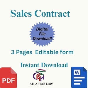 Sales Contract Template for Small Business  Freelancers | Customizable Agreement PDF & Word Documents