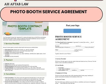 Attorney-Written Photo Booth Rental Contract Template - Editable Digital Download for Photography Business