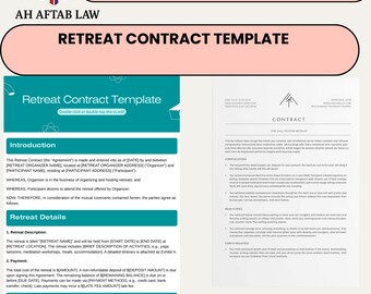 Attorney-Drafted Retreat Service Agreement Template - Legal Contract Form Digital Download for Wellness Events