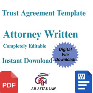 Trust Agreement Template | Revocable or Irrevocable Trust Form | Attorney-Written | Editable Word & PDF | Instant Download