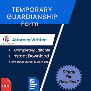 Temporary Guardianship Agreement Form Printable | Child Care Legal Document