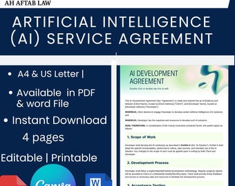 AI Service Agreement Template: Editable AI Contract for Businesses (PDF & Word)