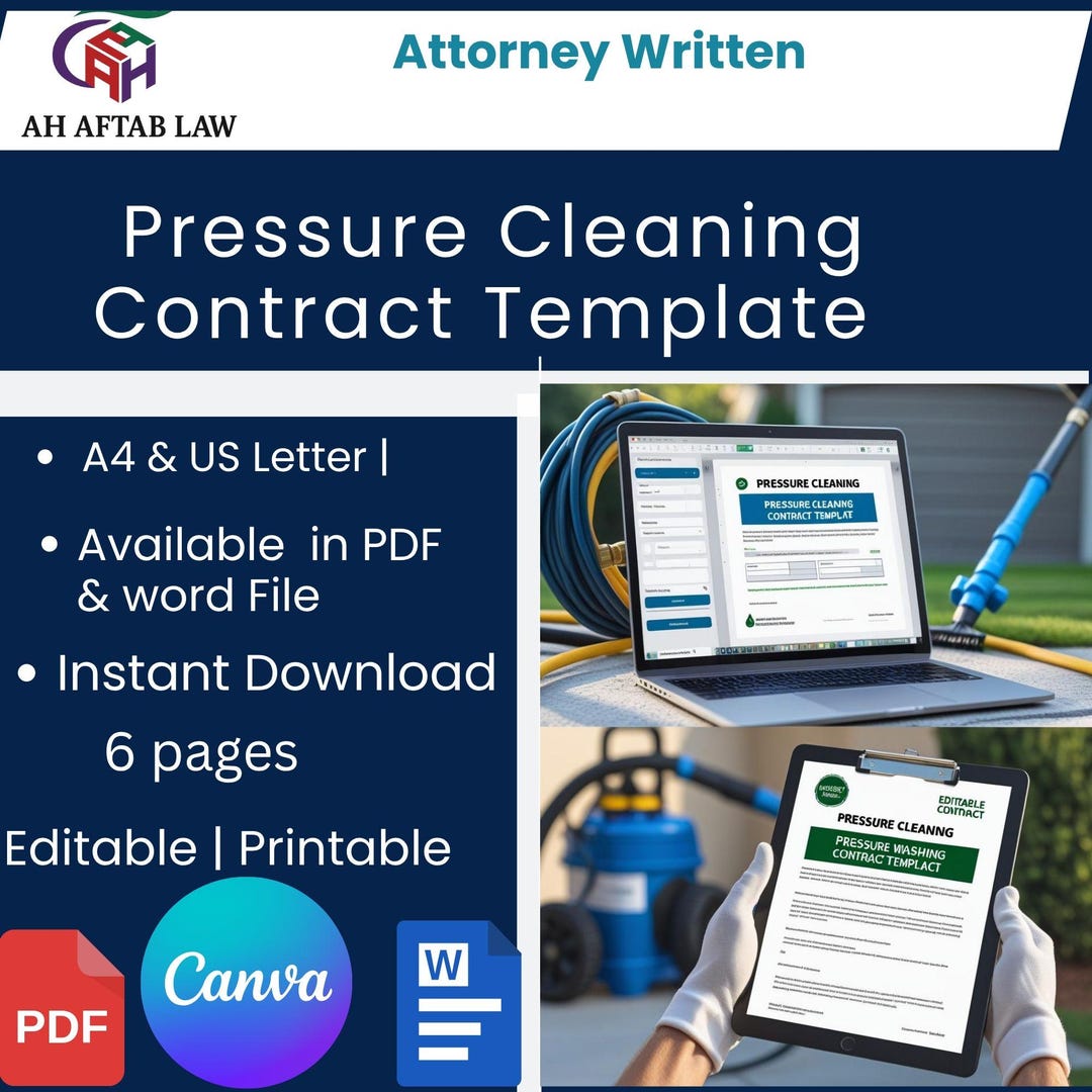 Pressure Washing Contract Template Editable Service Agreement (PDF